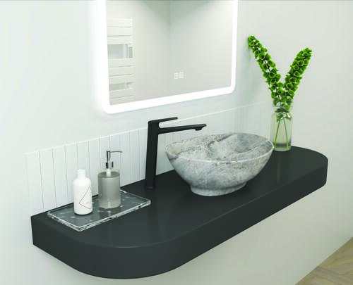 Vasque ovale à poser HANA en céramique 40,5 x 33 x 14 cm - Marbre gris